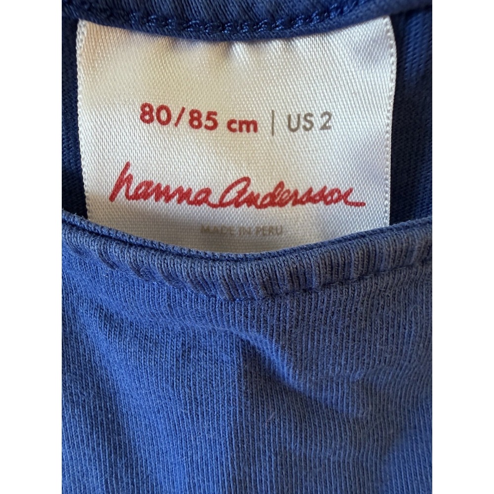 Hanna Andersson Toddler Girls Navy Blue Short Sleeve Dress 100% Cotton Sz 2T‎ - Picture 3 of 4